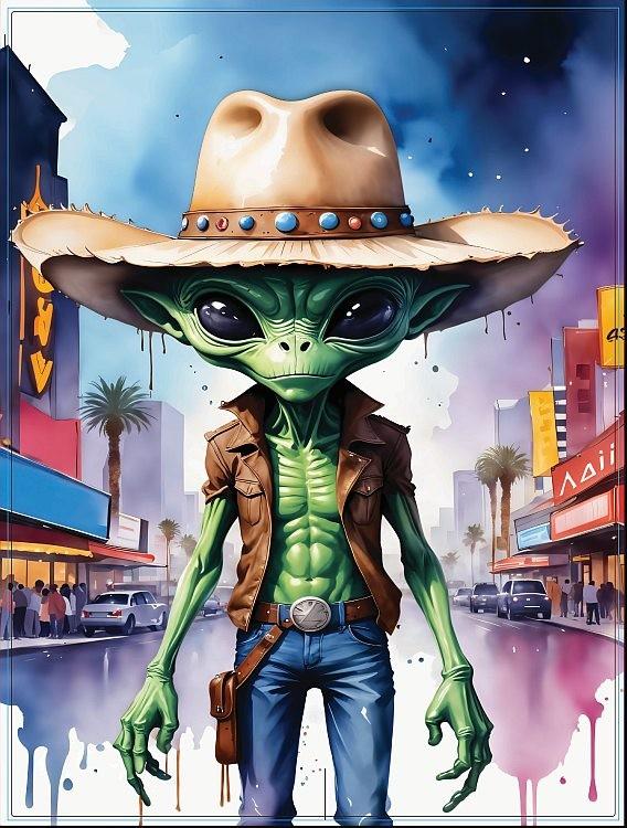 signs 4 fun Alien Cowboy City Magnet