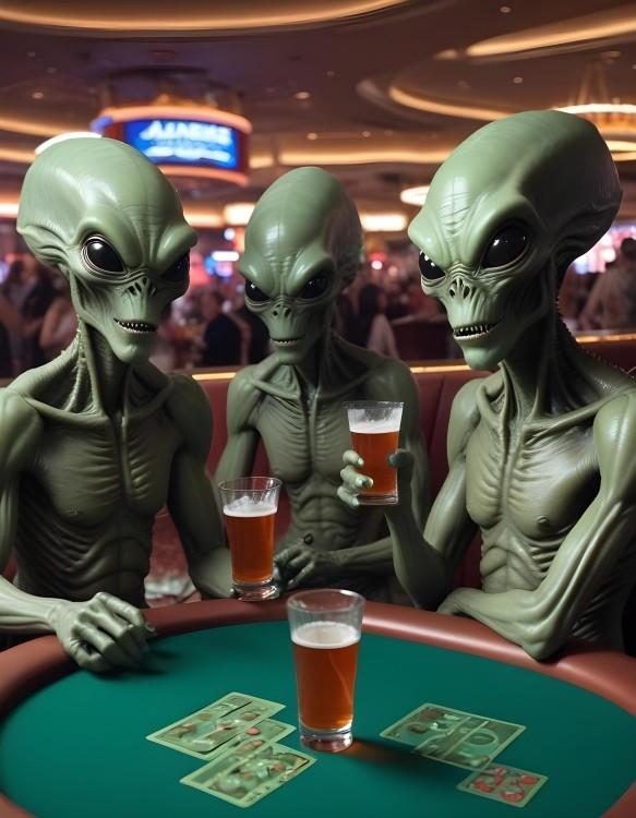 signs 4 fun Aliens Playing Cards Magnet