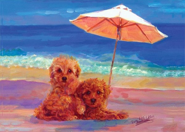 signs 4 fun Apricot Poodle Umbrella Magnet