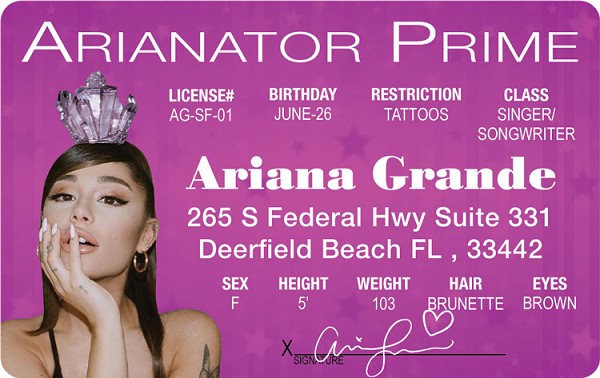 signs 4 fun Ariana Grande ID