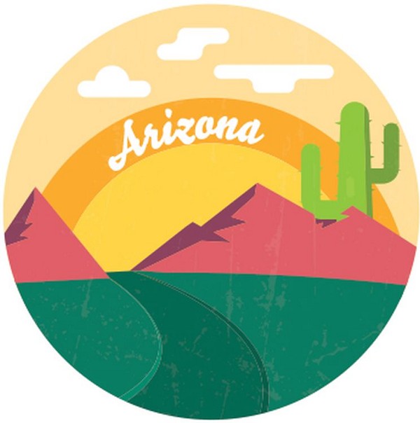 signs 4 fun Arizona Mountain Round Lg Sticker