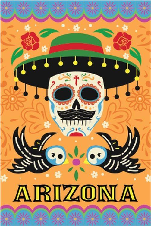 signs 4 fun Arizona Skull with Hat Lg Sticker
