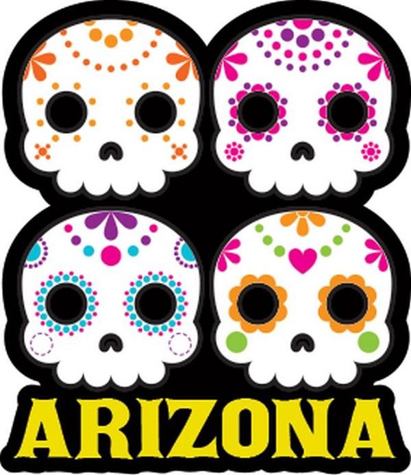 signs 4 fun Arizona Sugar Skull Stack Lg Sticker