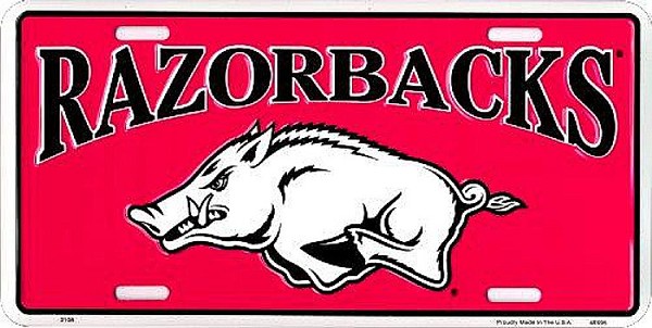 signs 4 fun Arkansas Red Razorbacks License Plate