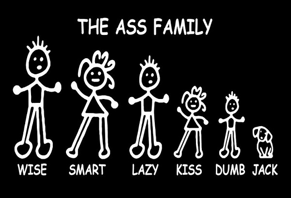 signs 4 fun Ass Family Large Sticker