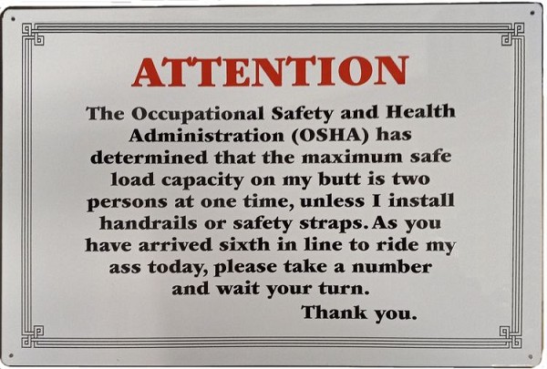 signs 4 fun Attention OSHA Metal Sign