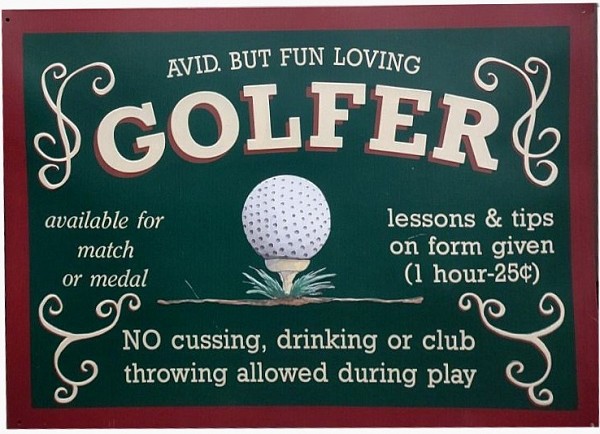 signs 4 fun Avid Golfer Metal Sign