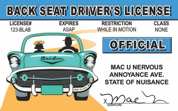 signs 4 fun Back Seat Drivers ID
