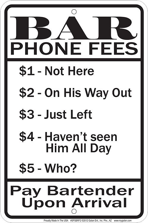 signs 4 fun Bar Fees Sm. Parking Sign