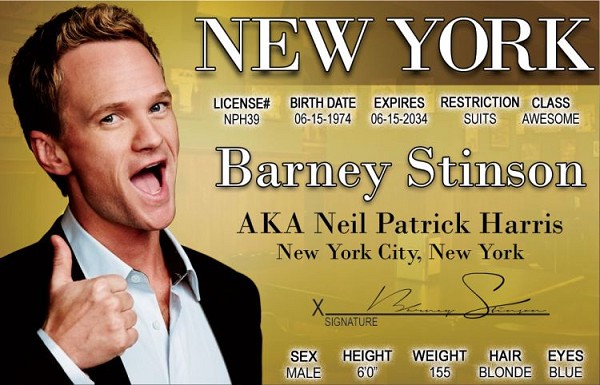 signs 4 fun Barney Stinson ID