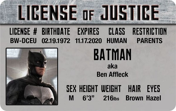 signs 4 fun Batman - Ben Affleck ID