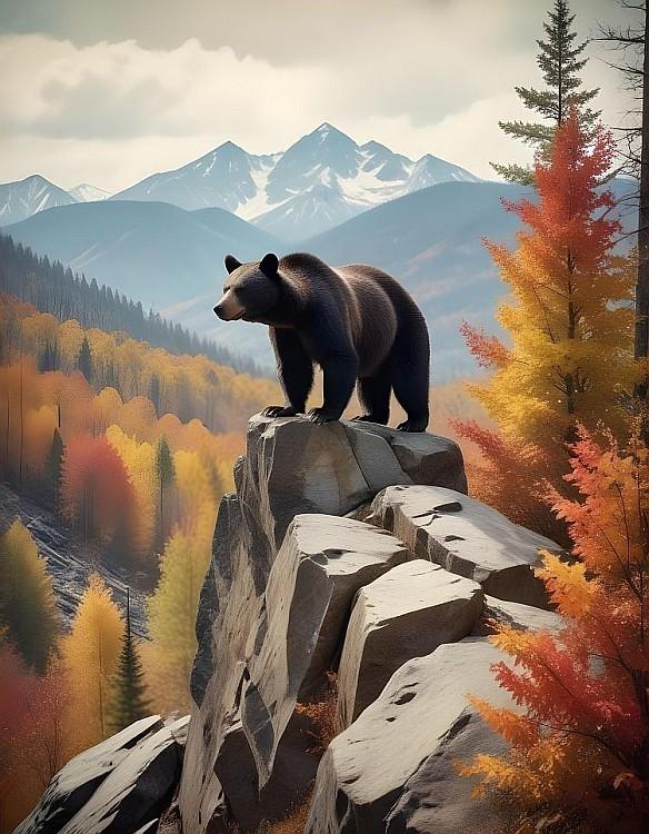 signs 4 fun Bear Autumn Forest Magnet