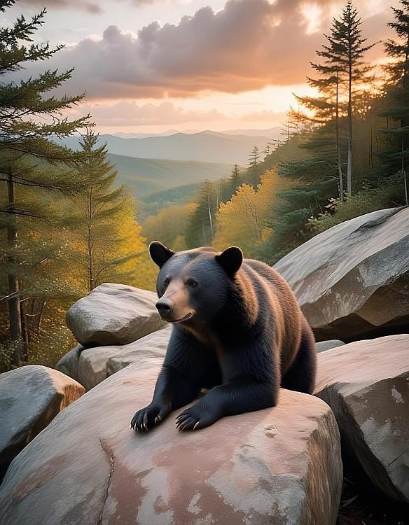 signs 4 fun Bear Resting on Rock Magnet