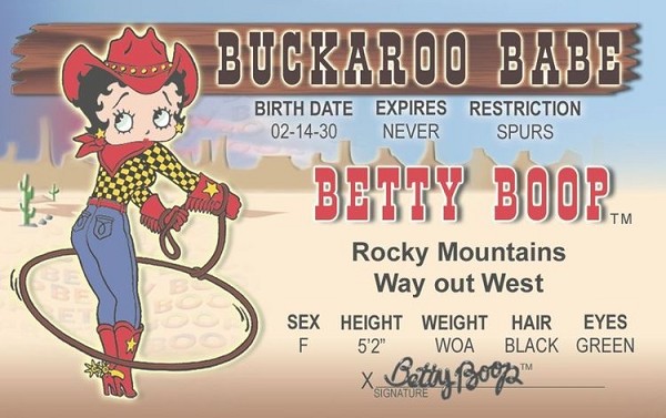 signs 4 fun Betty Boop Cowgirl ID