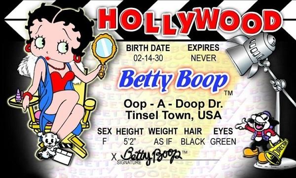 signs 4 fun Betty Boop Hollywood ID