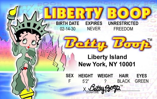 signs 4 fun Betty Boop Liberty ID