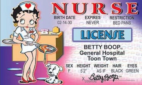 signs 4 fun Betty Boop Nurse ID