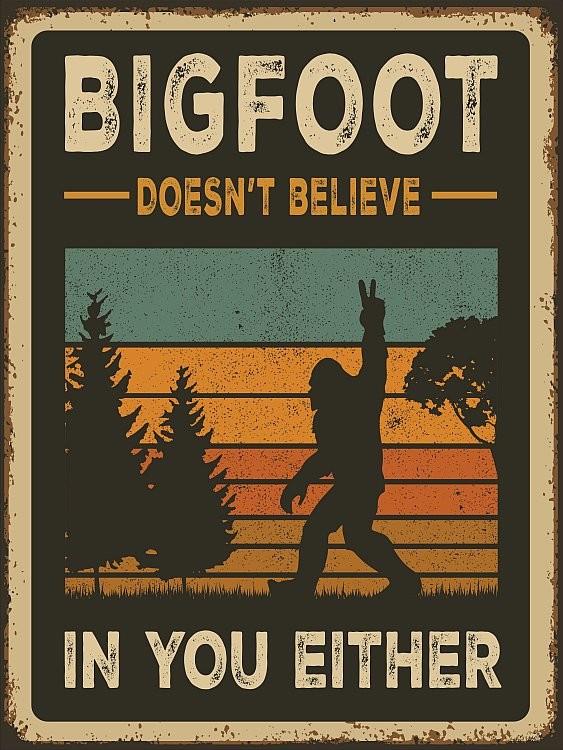 signs 4 fun Bigfoot Doesn't believe you Metal Sign