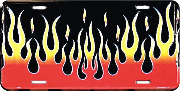 signs 4 fun Black Flames License Plate
