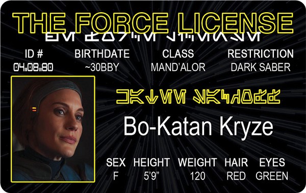 signs 4 fun Bo-Katan Kryze ID