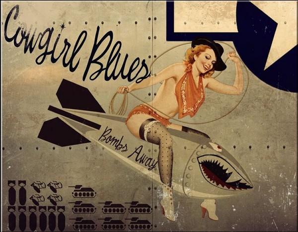 signs 4 fun Bomber Art - Cowgirl Blues Metal Sign