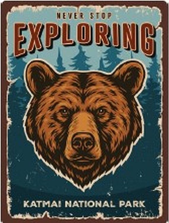 signs 4 fun Brown Bear Exploring Metal Sign