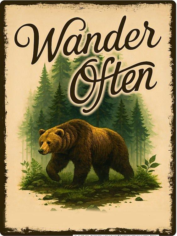 signs 4 fun Brown Bear Wander Often Magnet