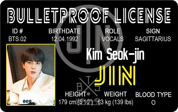 signs 4 fun BTS - Jin ID