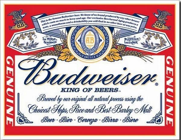 signs 4 fun Budweiser Label Metal Tin Sign