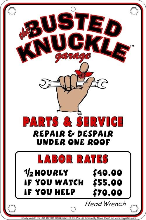 signs 4 fun Busted Knuckle Sm. Parking Sign