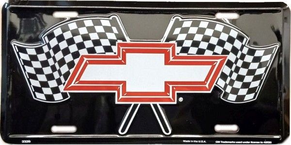 signs 4 fun Chevy Bowtie w.Flags License Plate