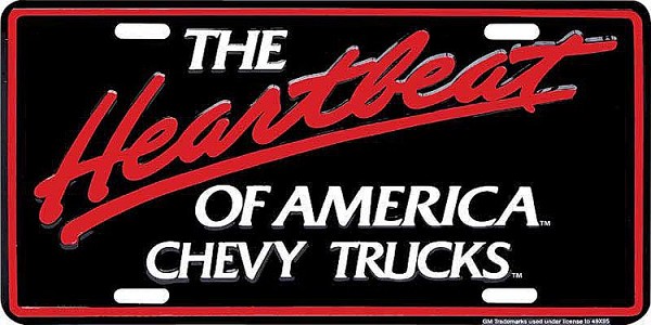 signs 4 fun Chevy Truck Heartbeat License Plate
