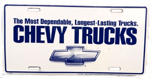 signs 4 fun Chevy Trucks White License Plate