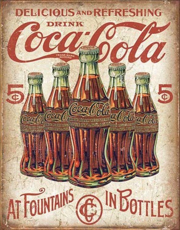 signs 4 fun Coke - 5 Bottles Retro Metal Tin Sign