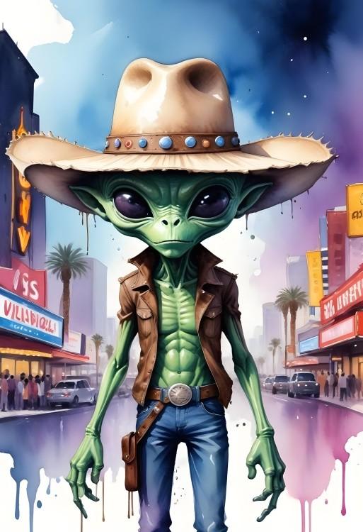 signs 4 fun Cowboy Alien Magnet