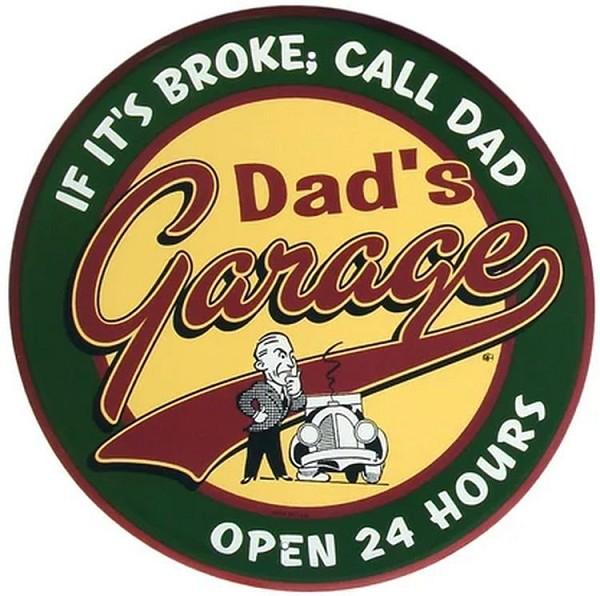 signs 4 fun Dad's Garage 24 inch Large Round Sign