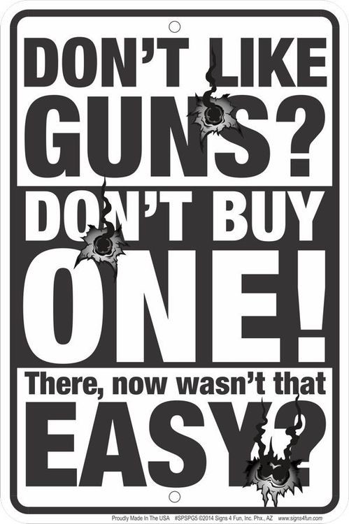 signs 4 fun Don't Like Guns Sm. Parking Sign