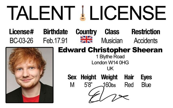 signs 4 fun Ed Sheeran ID