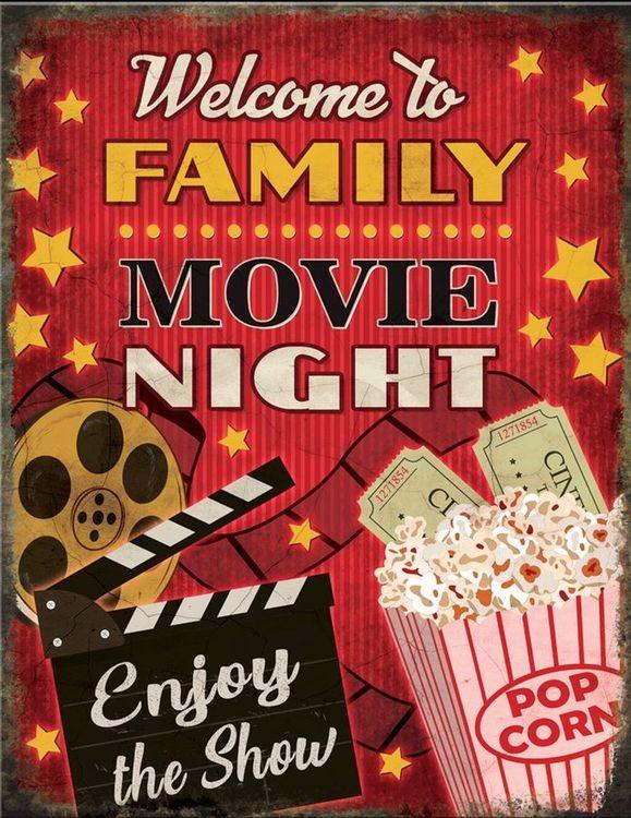 signs 4 fun Family Movie Night Metal Sign