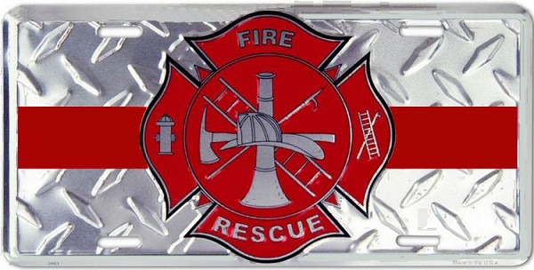 signs 4 fun Firefighter Red Line License Plate