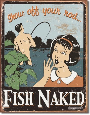signs 4 fun Fish Naked Metal Tin Sign