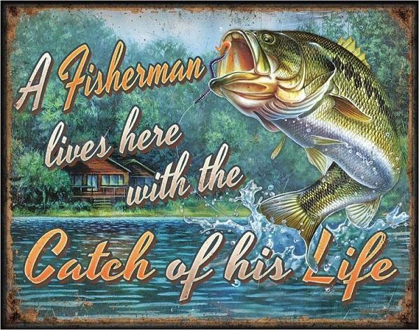 signs 4 fun Fisherman's Catch Metal Tin Sign