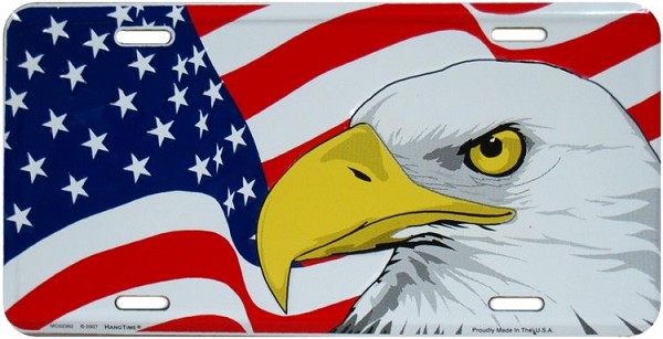 signs 4 fun Flag W/Eagle License Plate