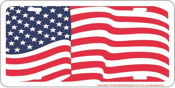 signs 4 fun Flag Waving License Plate