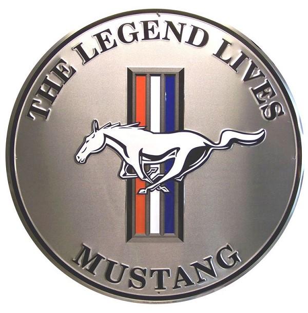 signs 4 fun Ford Mustang Silver 24 Inch Round Sign