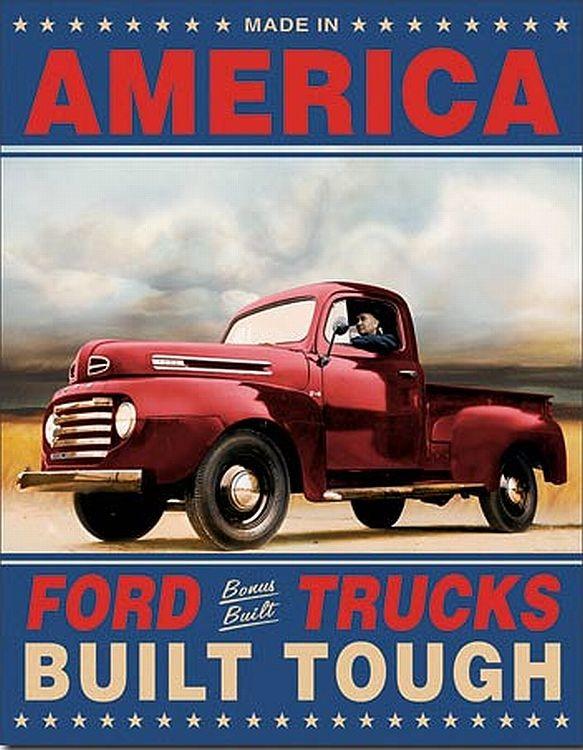 signs 4 fun Ford Trucks Built Metal Tin Sign