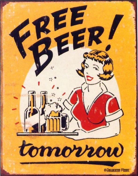 signs 4 fun Free Beer Tomorrow Metal Tin Sign