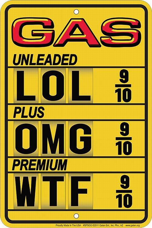 signs 4 fun Gas LOL Prices Sm. Parking