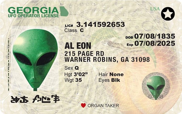 signs 4 fun Georgia Alien ID