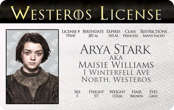 signs 4 fun GoT Arya ID